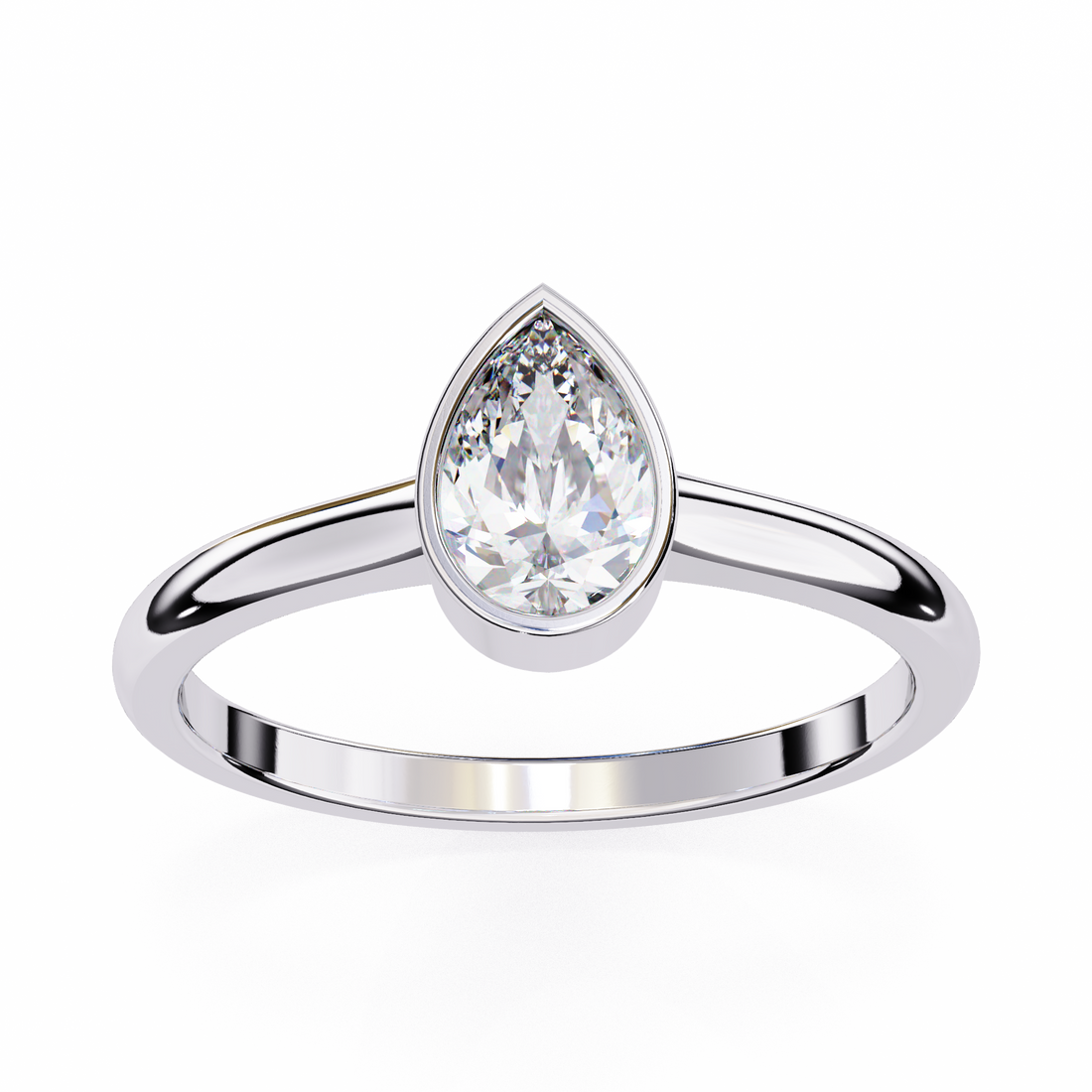 Bezel setting Pear Cut Lab Grown Diamond Ring 10