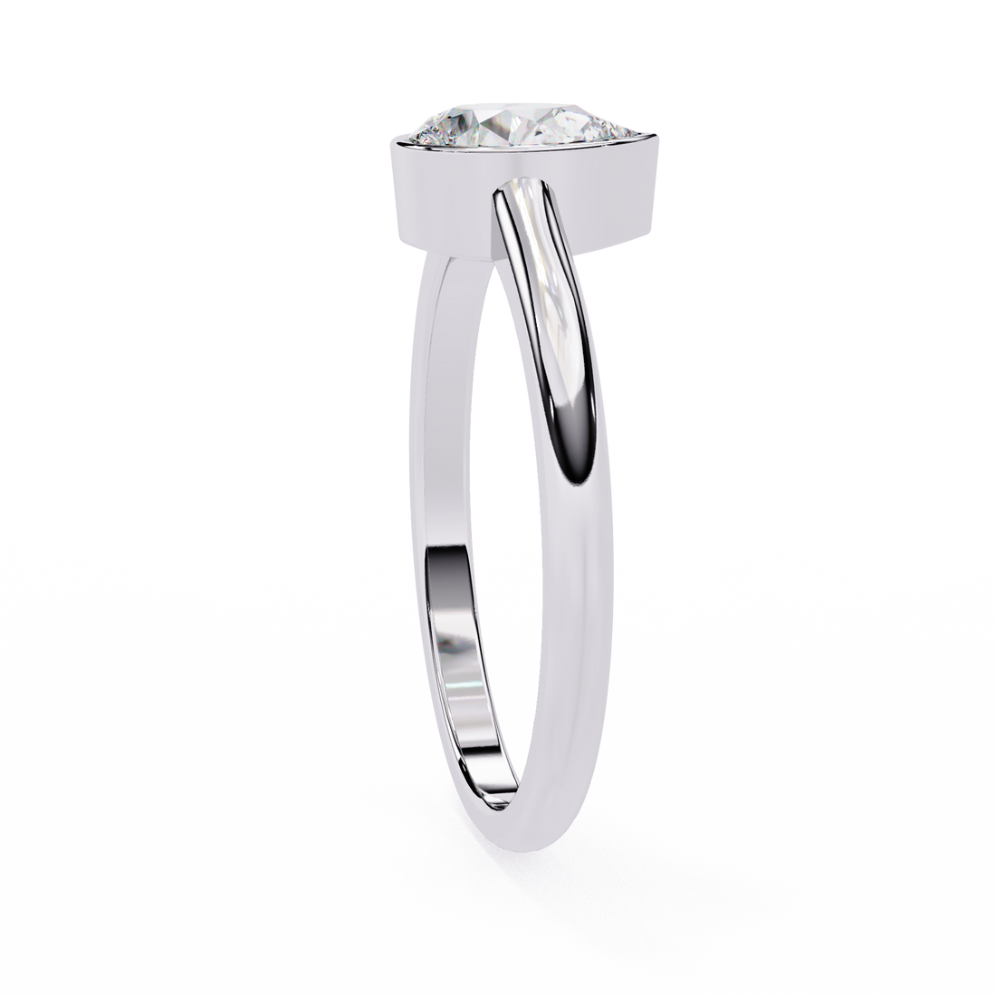 Bezel setting Pear Cut Lab Grown Diamond Ring 12