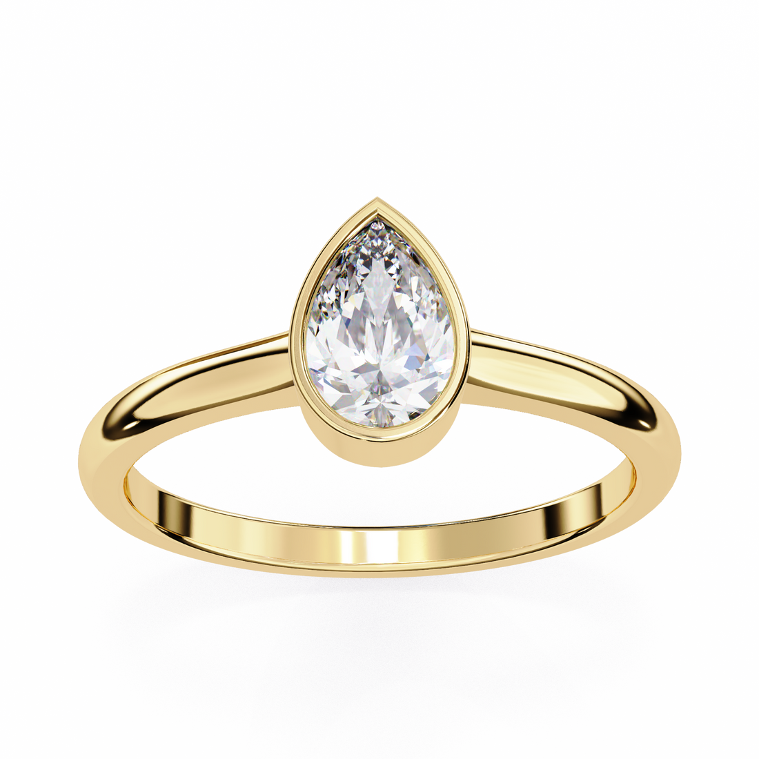 Bezel setting Pear Cut Lab Grown Diamond Ring 2