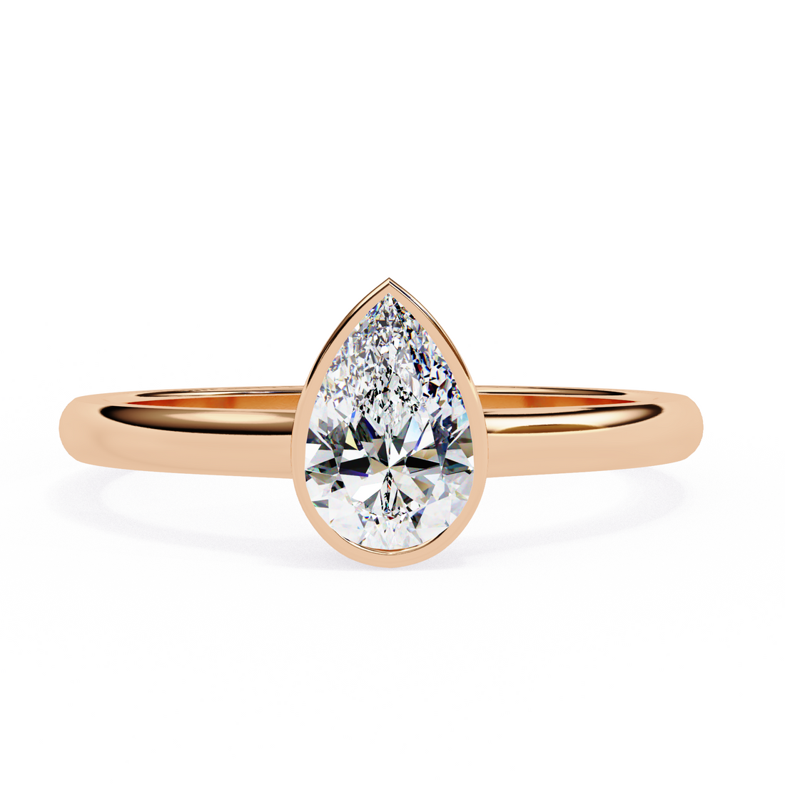 Bezel setting Pear Cut Lab Grown Diamond Ring 5