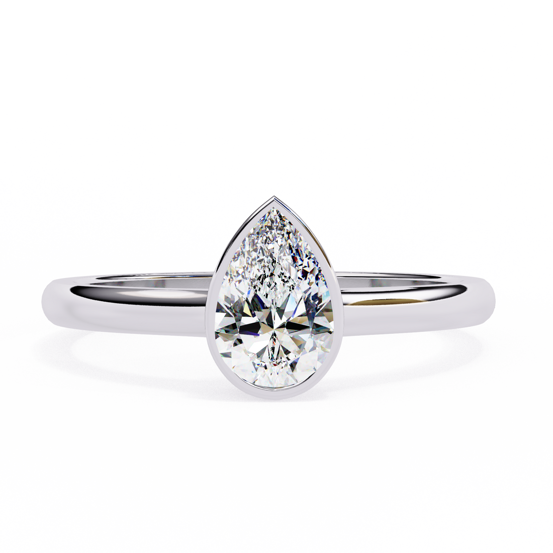 Bezel setting Pear Cut Lab Grown Diamond Ring 9