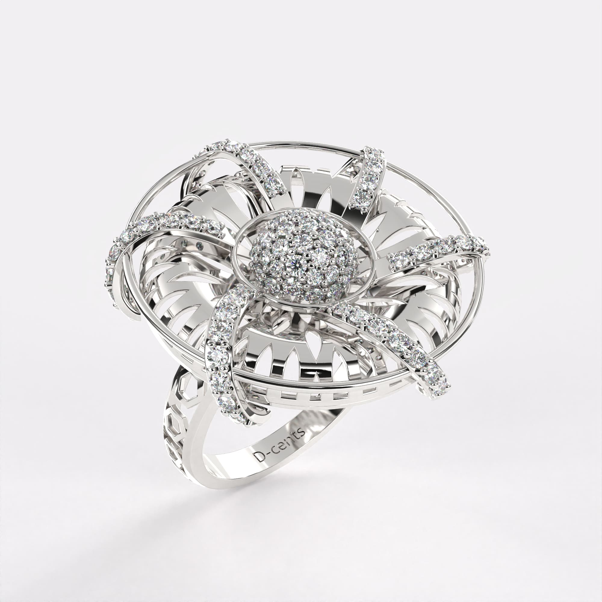 Blazing Bright Diamond Ring in 925 Silver