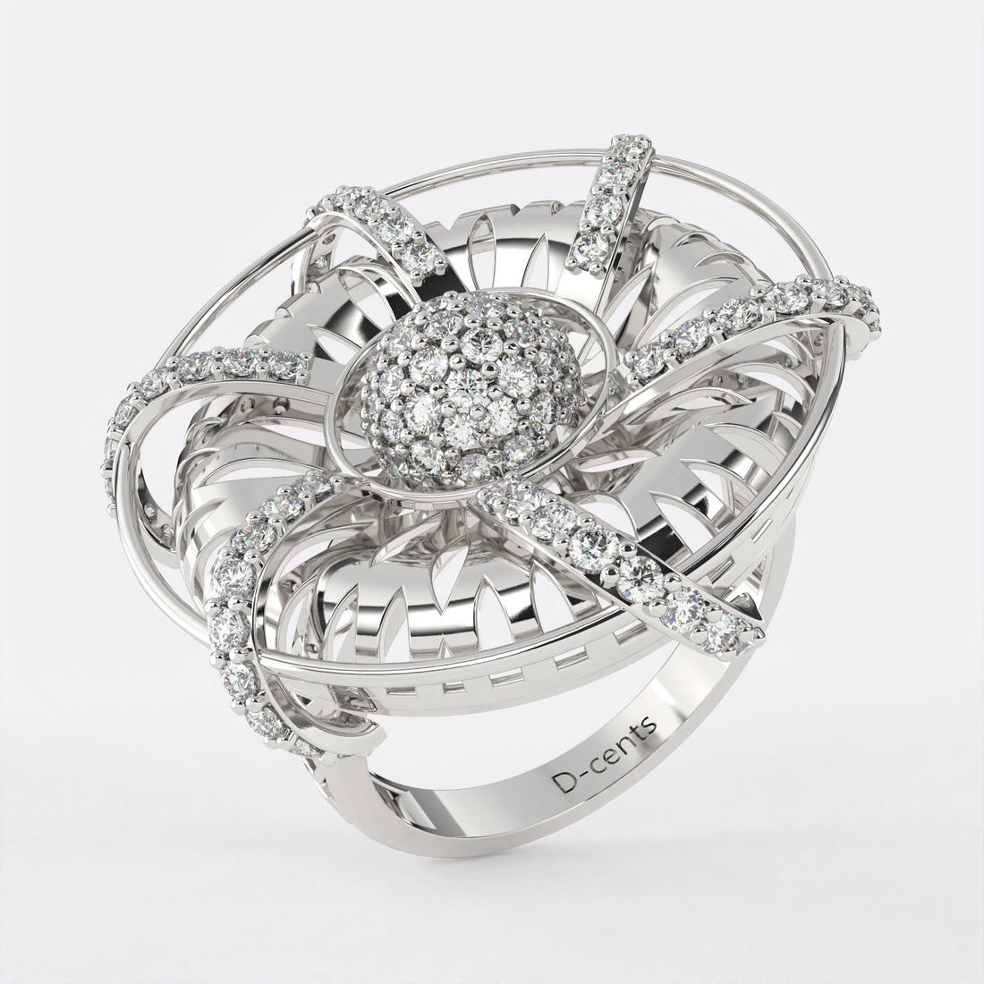 Blazing Bright Diamond Ring in 925 Silver