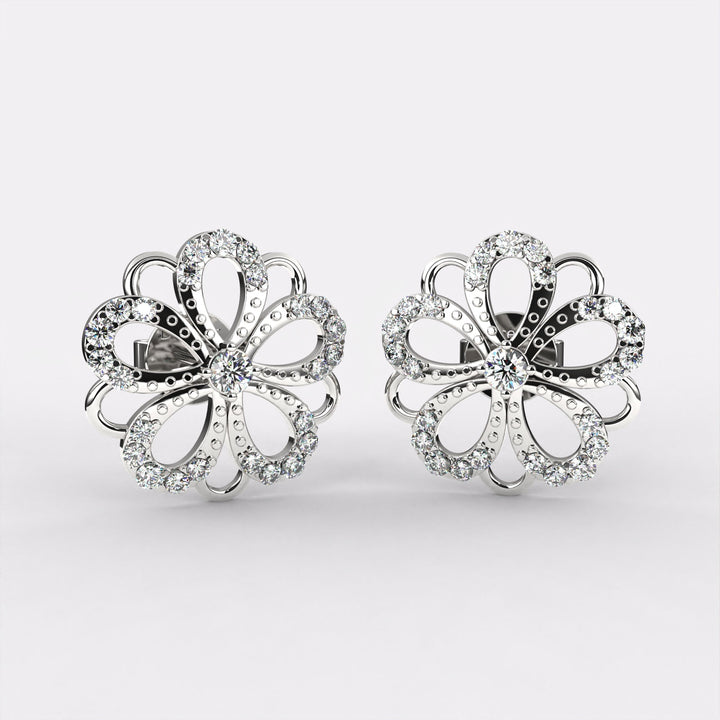 Bloom Diamond Stud Earrings In 925 Silver