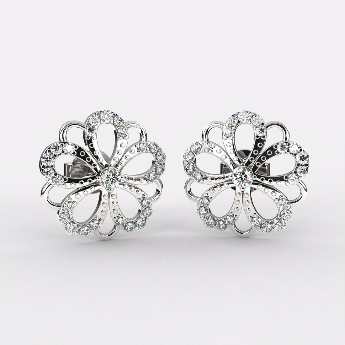 Bloom Diamond Stud Earrings In 925 Silver