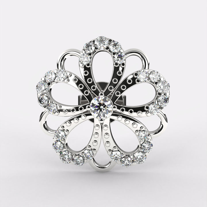 Bloom Diamond Stud Earrings In 925 Silver
