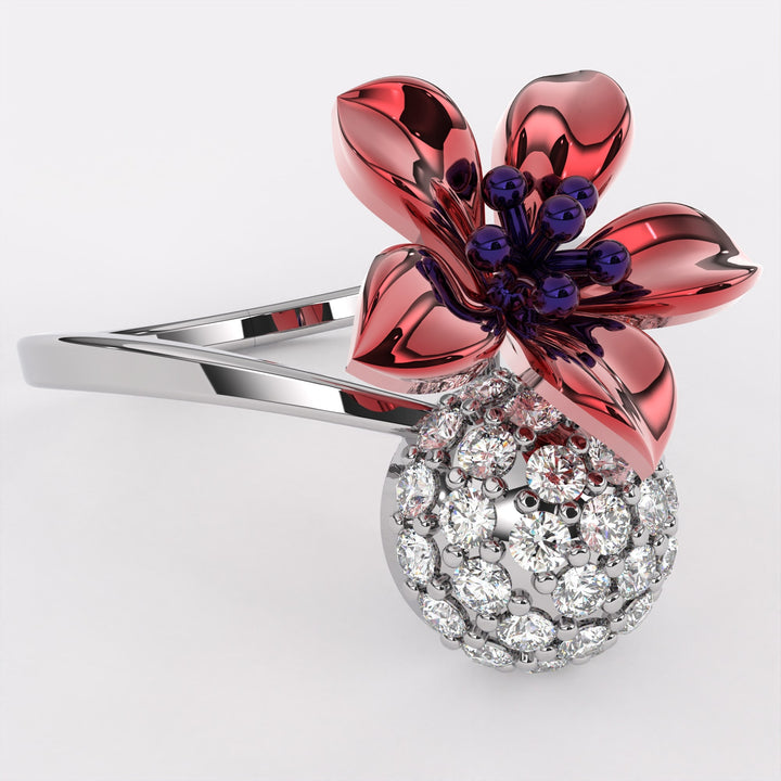 Blooming Elegance Diamond Ring in 925 Silver