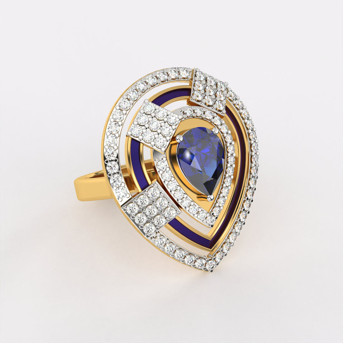 Blue Dropping Diamond Ring