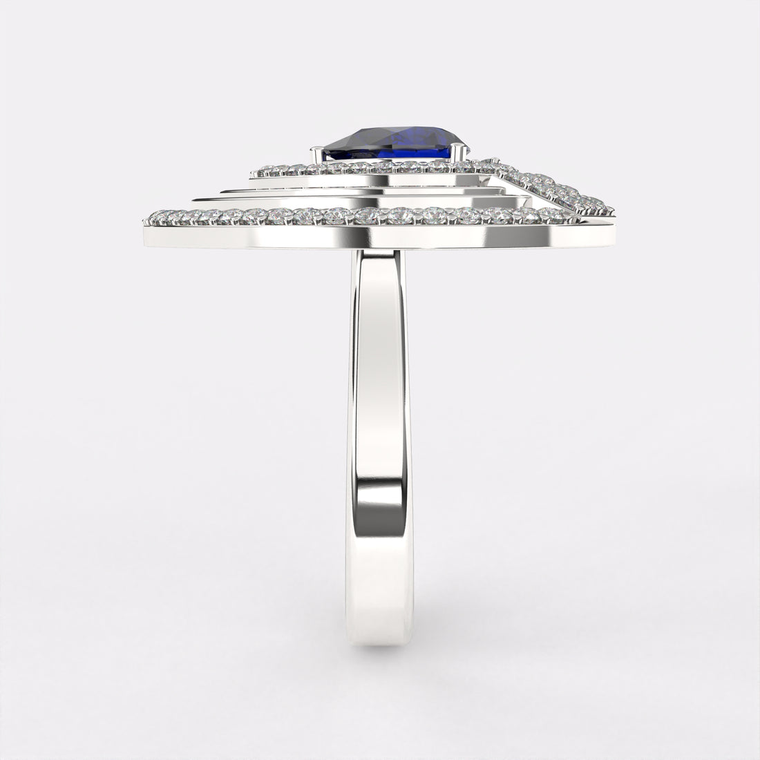 Blue Dropping Diamond Ring