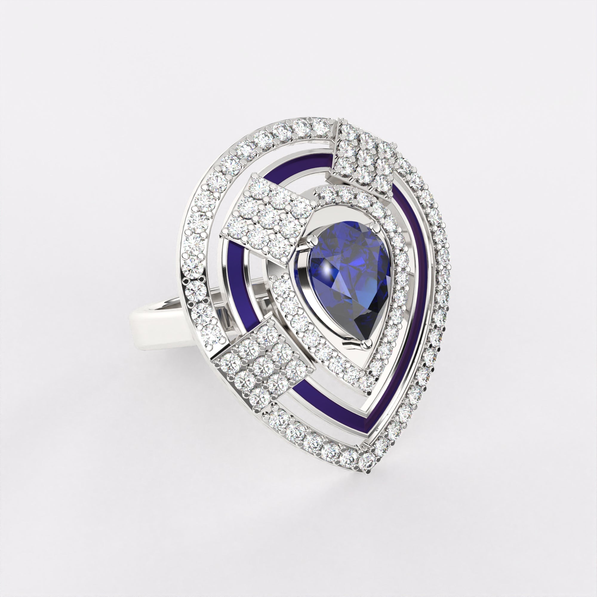 Blue Dropping Diamond Ring