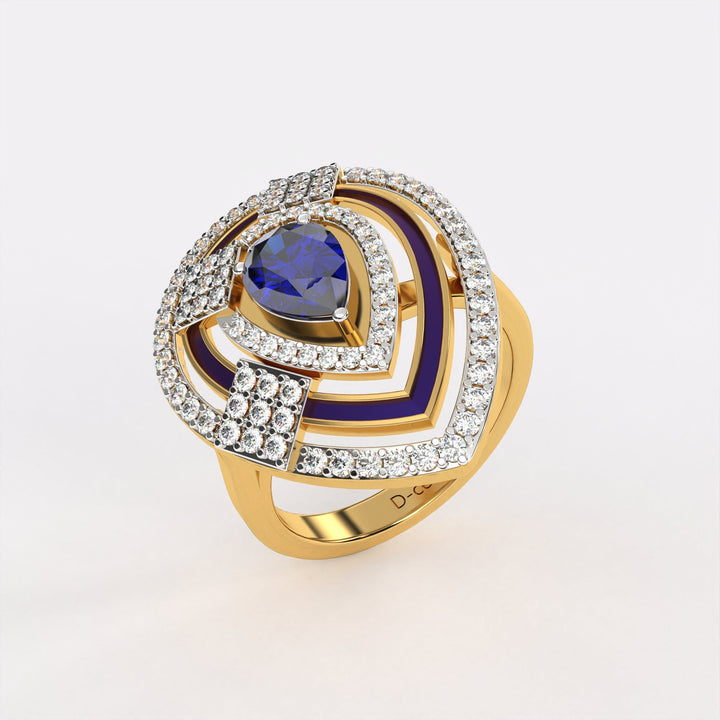 Blue Dropping Diamond Ring