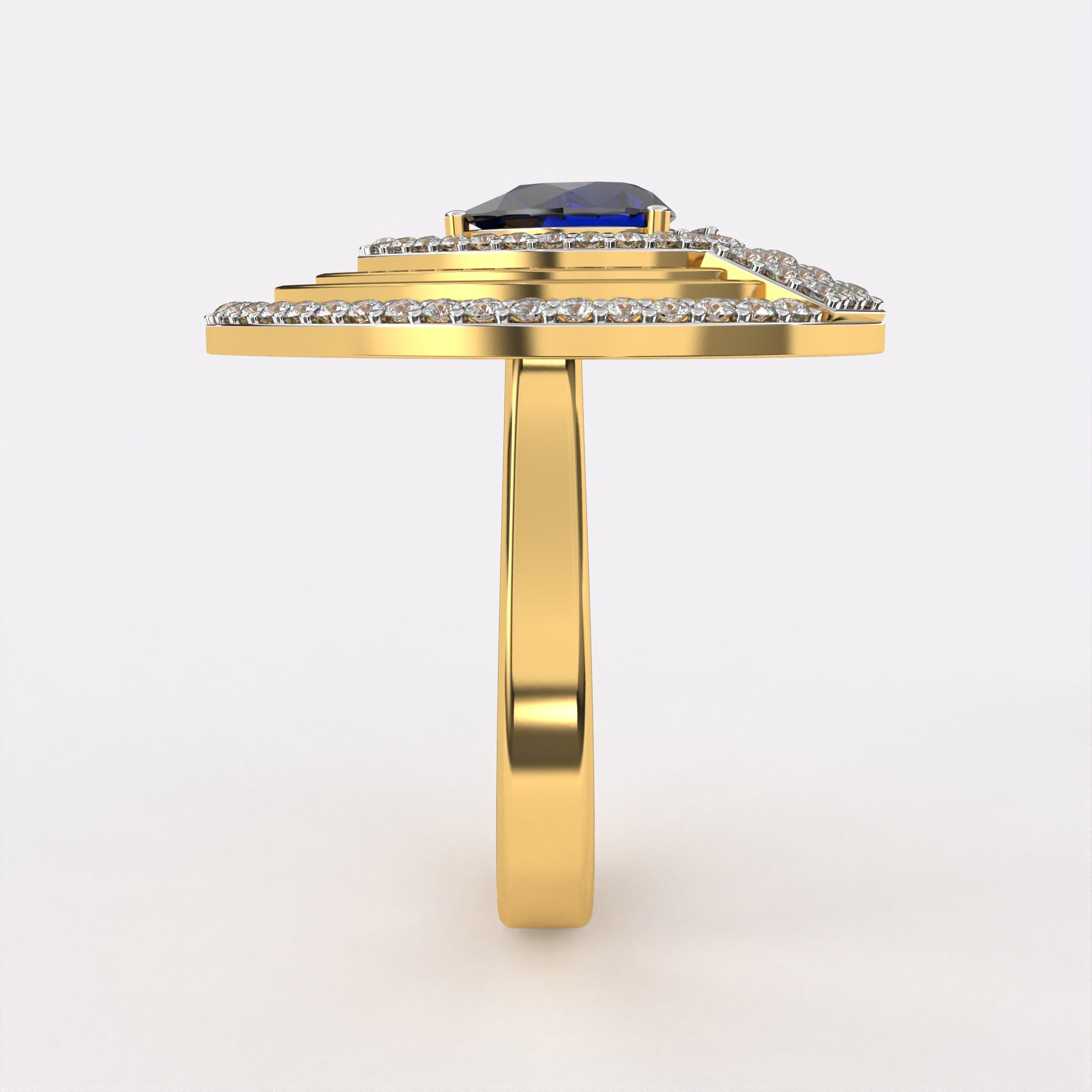 Blue Dropping Diamond Ring