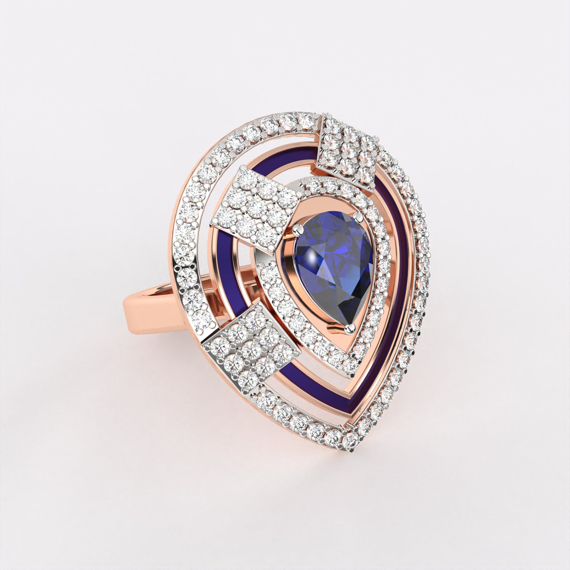 Blue Dropping Diamond Ring