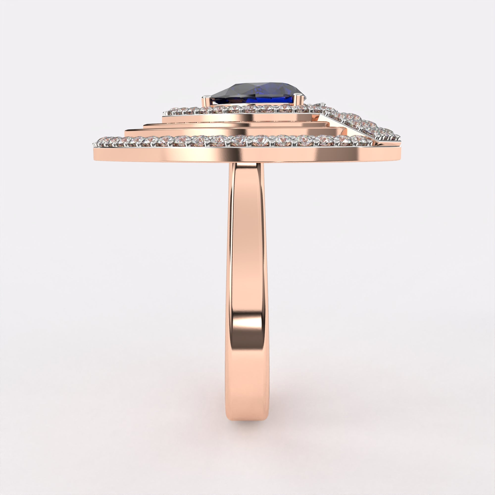 Blue Dropping Diamond Ring