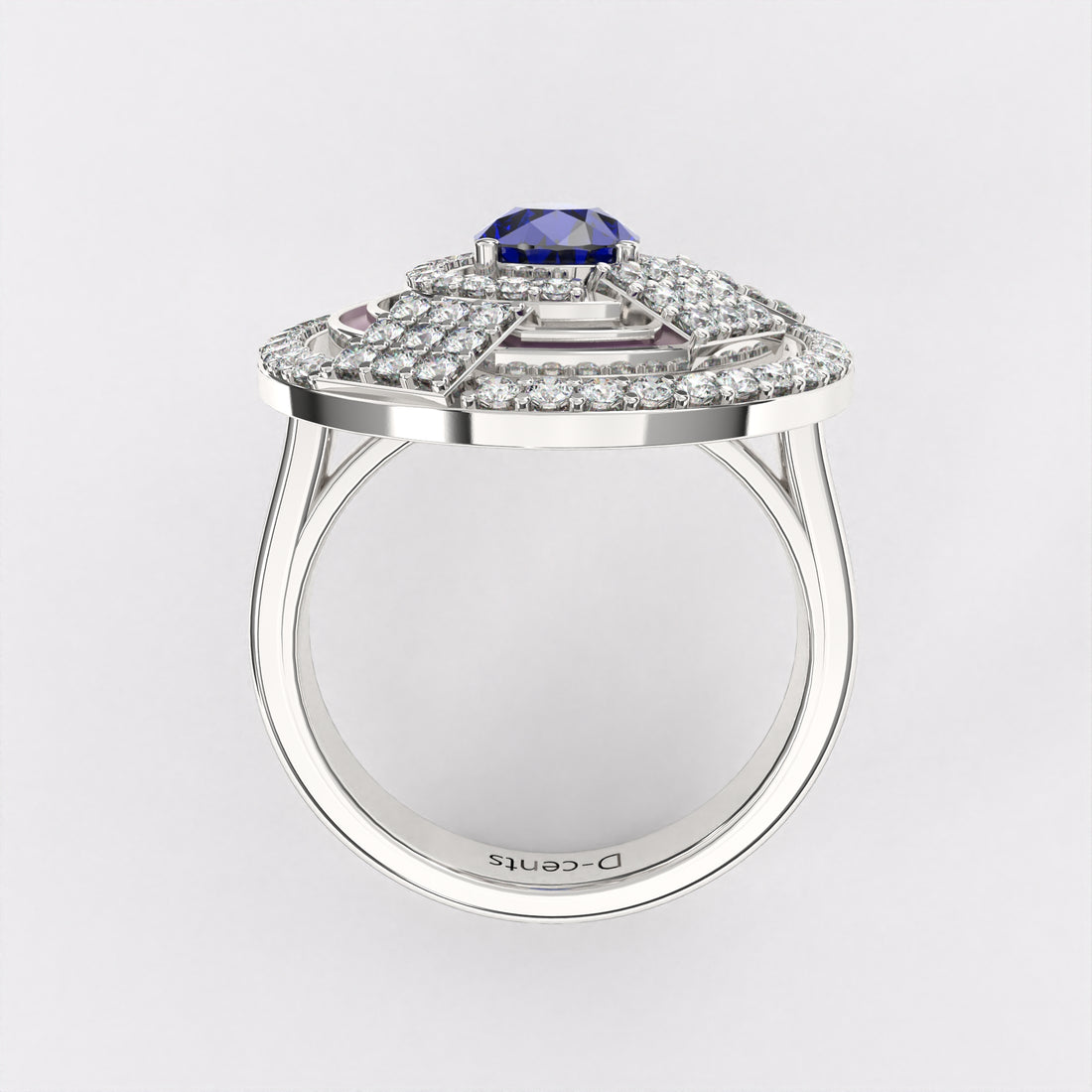 Blue Dropping Diamond Ring in 925 Silver