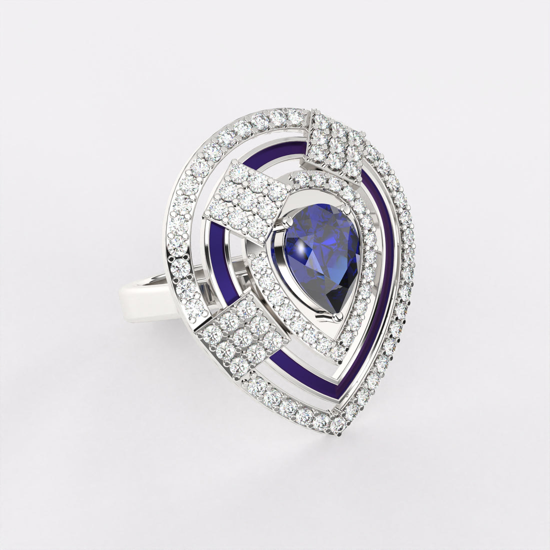 Blue Dropping Diamond Ring in 925 Silver