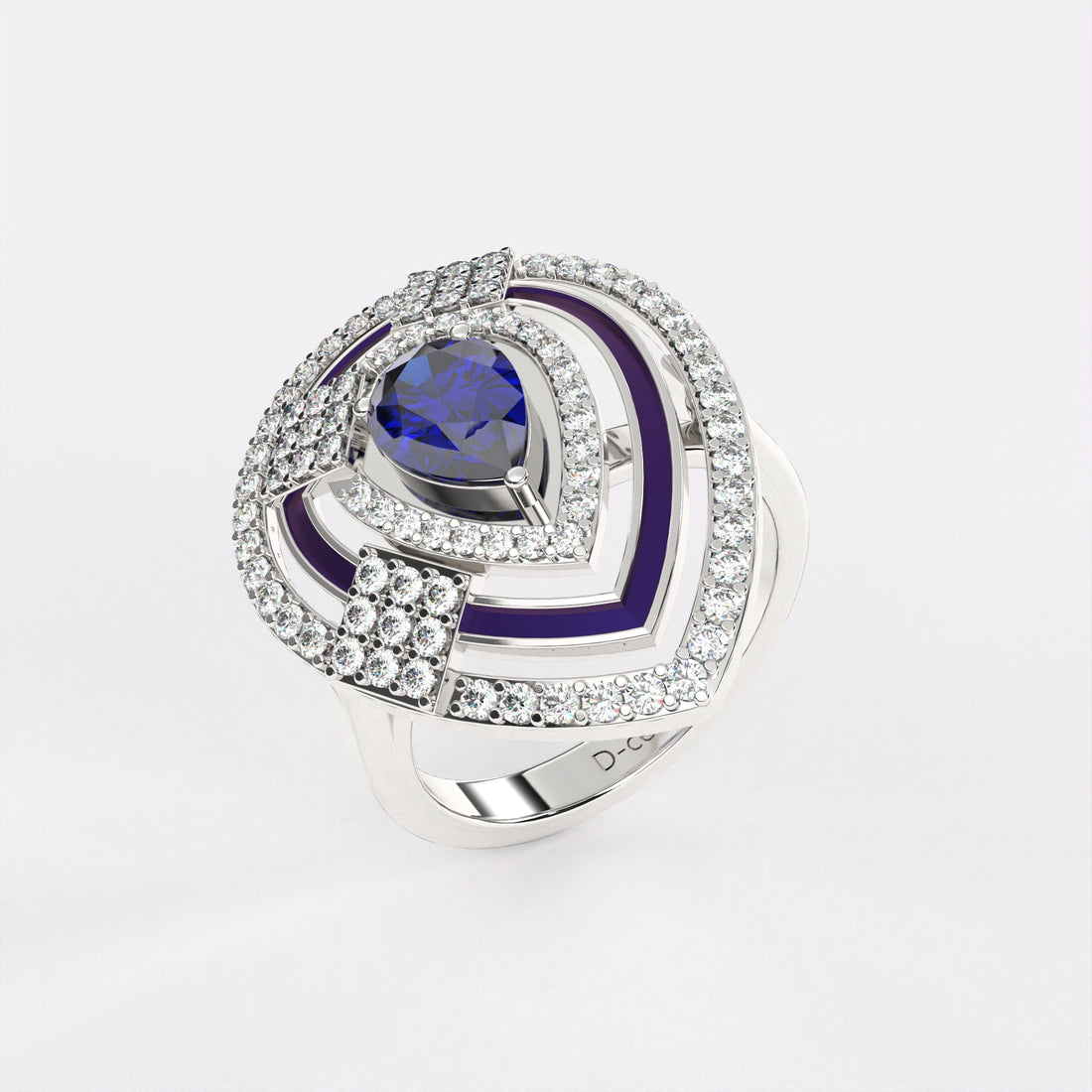 Blue Dropping Diamond Ring in 925 Silver