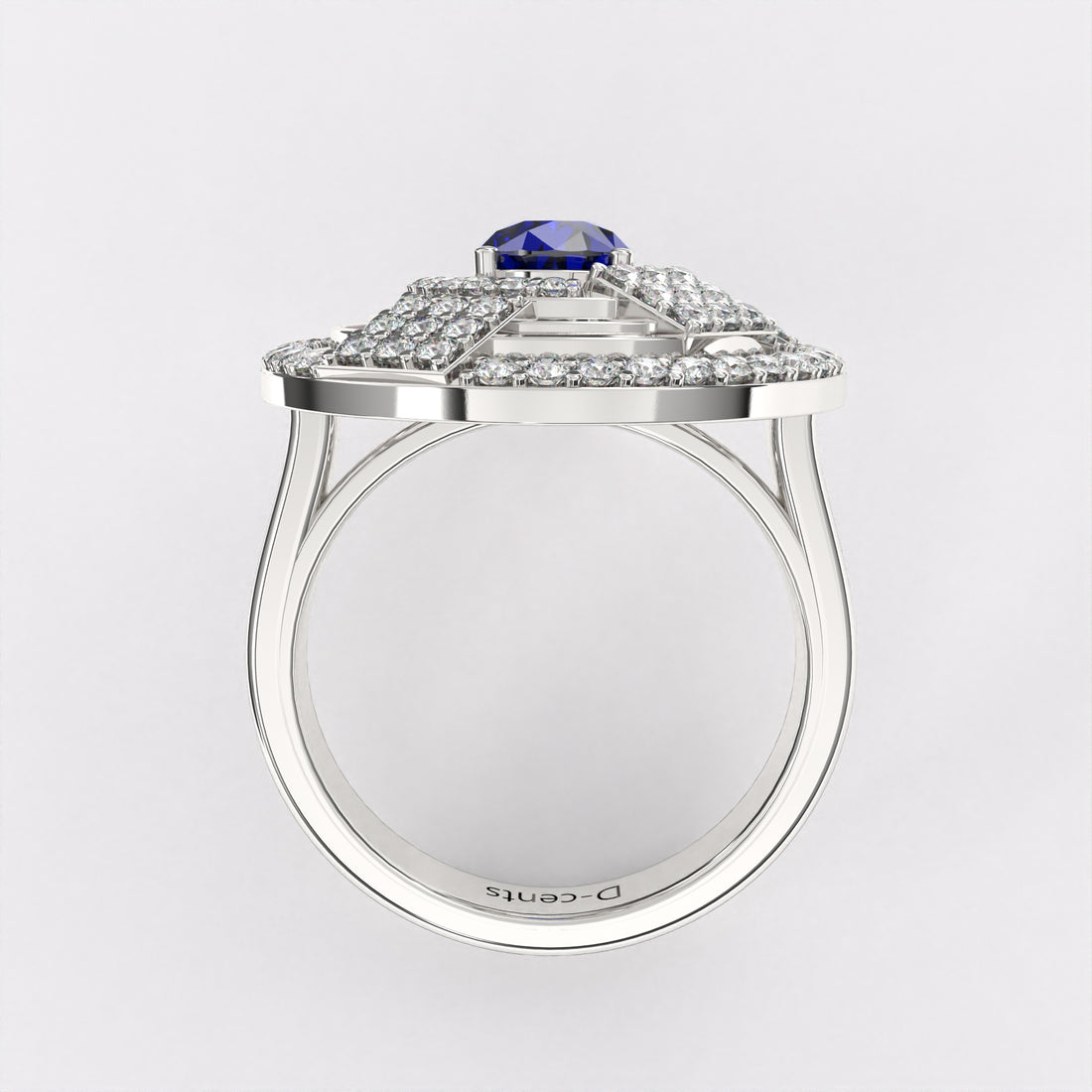 Blue Dropping Diamond Ring in 925 Silver