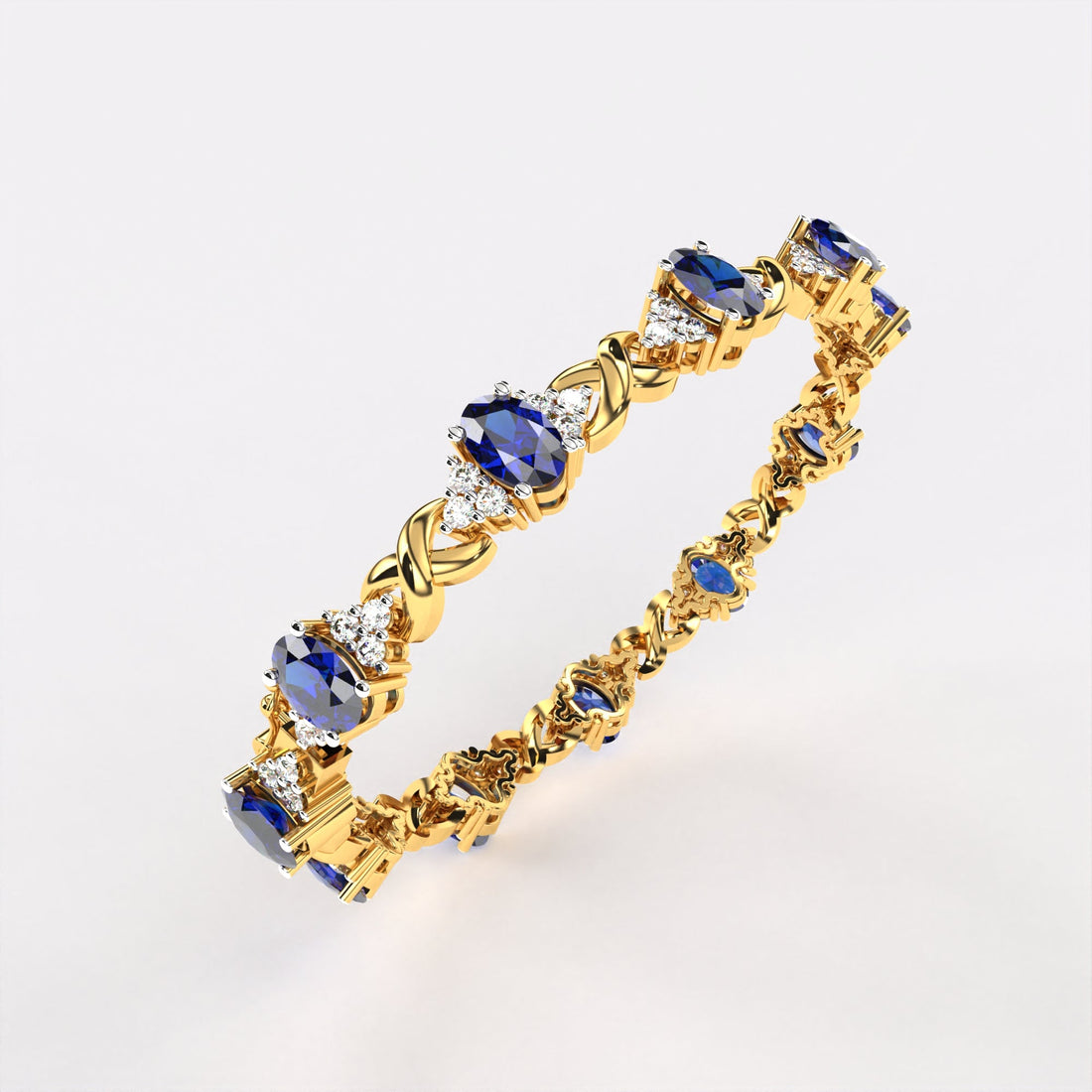 Blue Oval Diamond  Bracelet