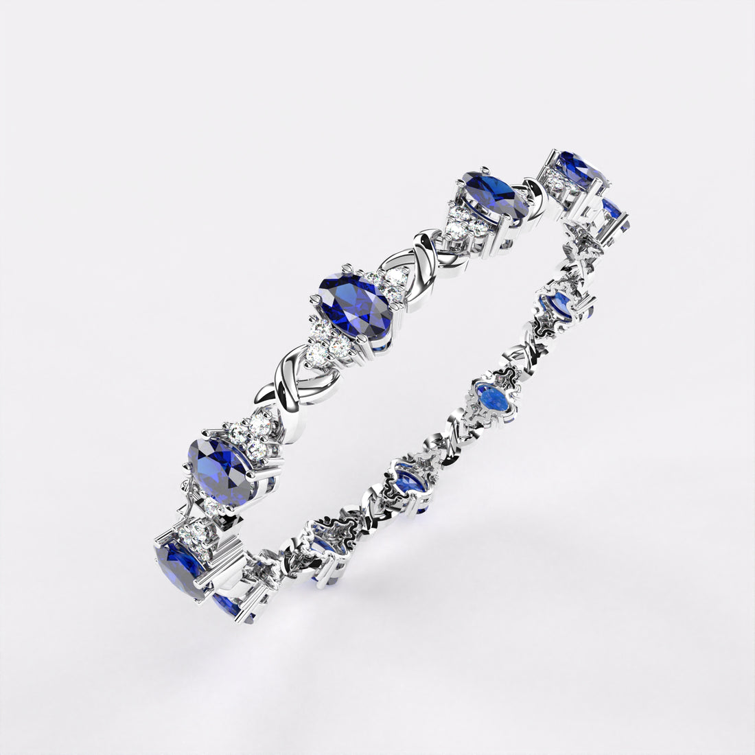 Blue Oval Diamond  Bracelet