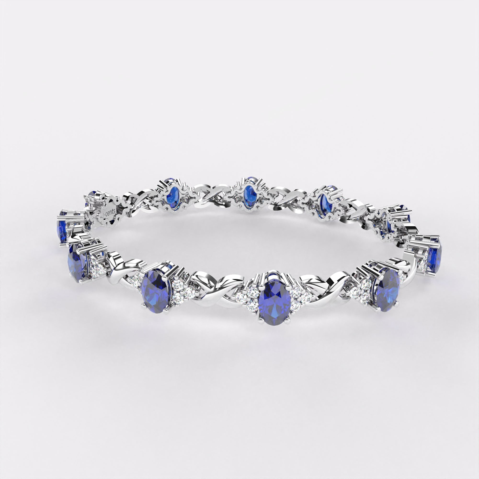 Blue Oval Diamond  Bracelet