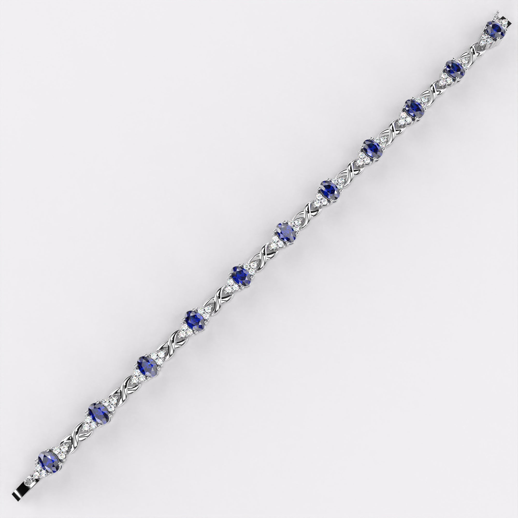 Blue Oval Diamond  Bracelet
