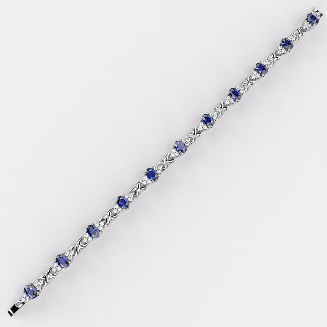 Blue Oval Diamond  Bracelet