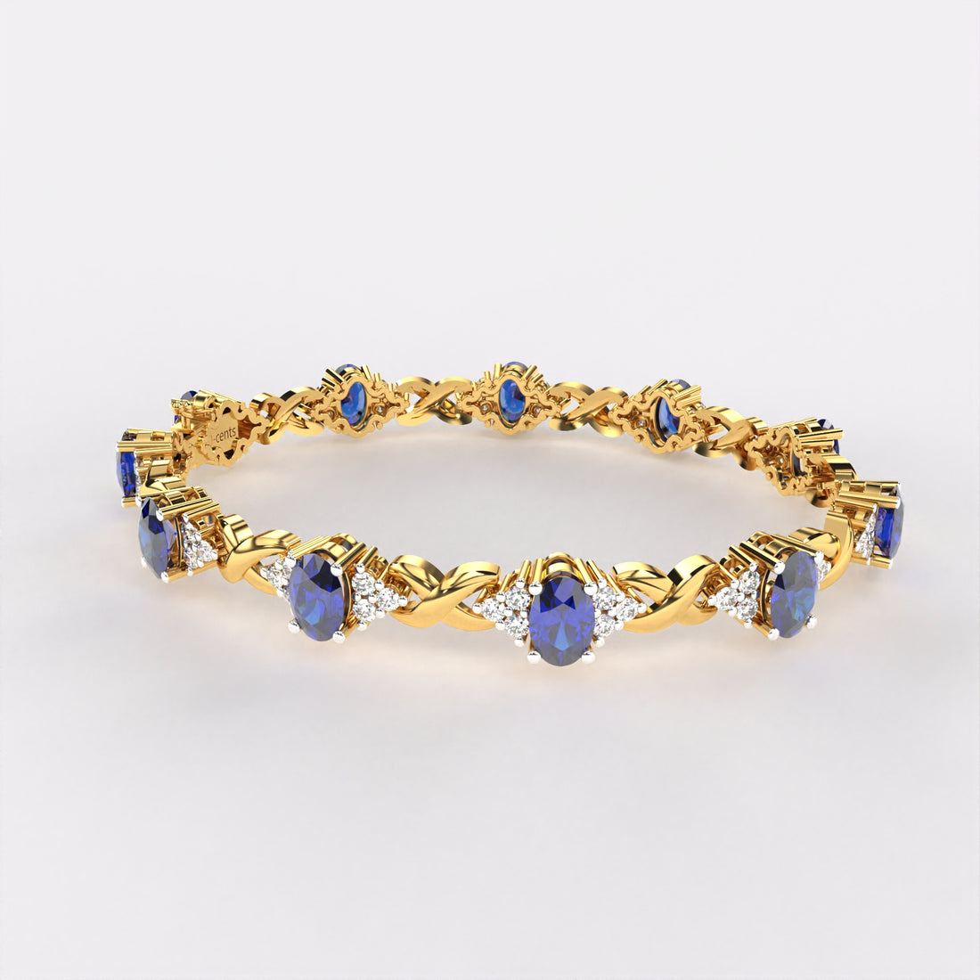Blue Oval Diamond  Bracelet
