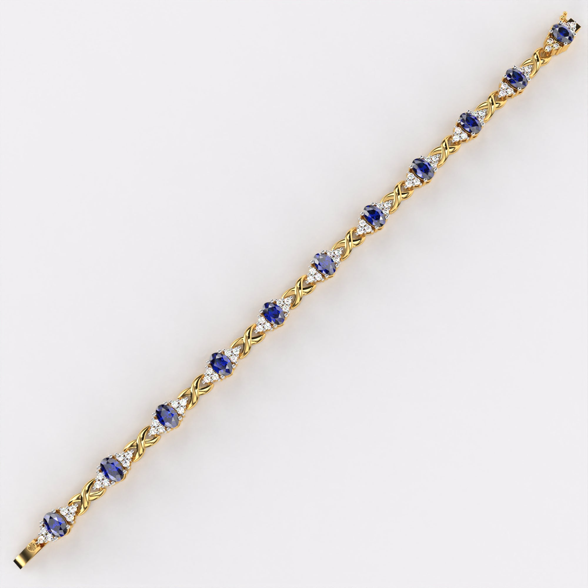 Blue Oval Diamond  Bracelet