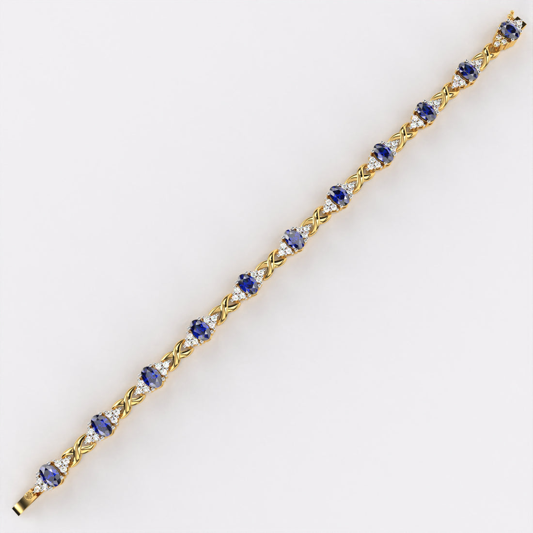 Blue Oval Diamond  Bracelet