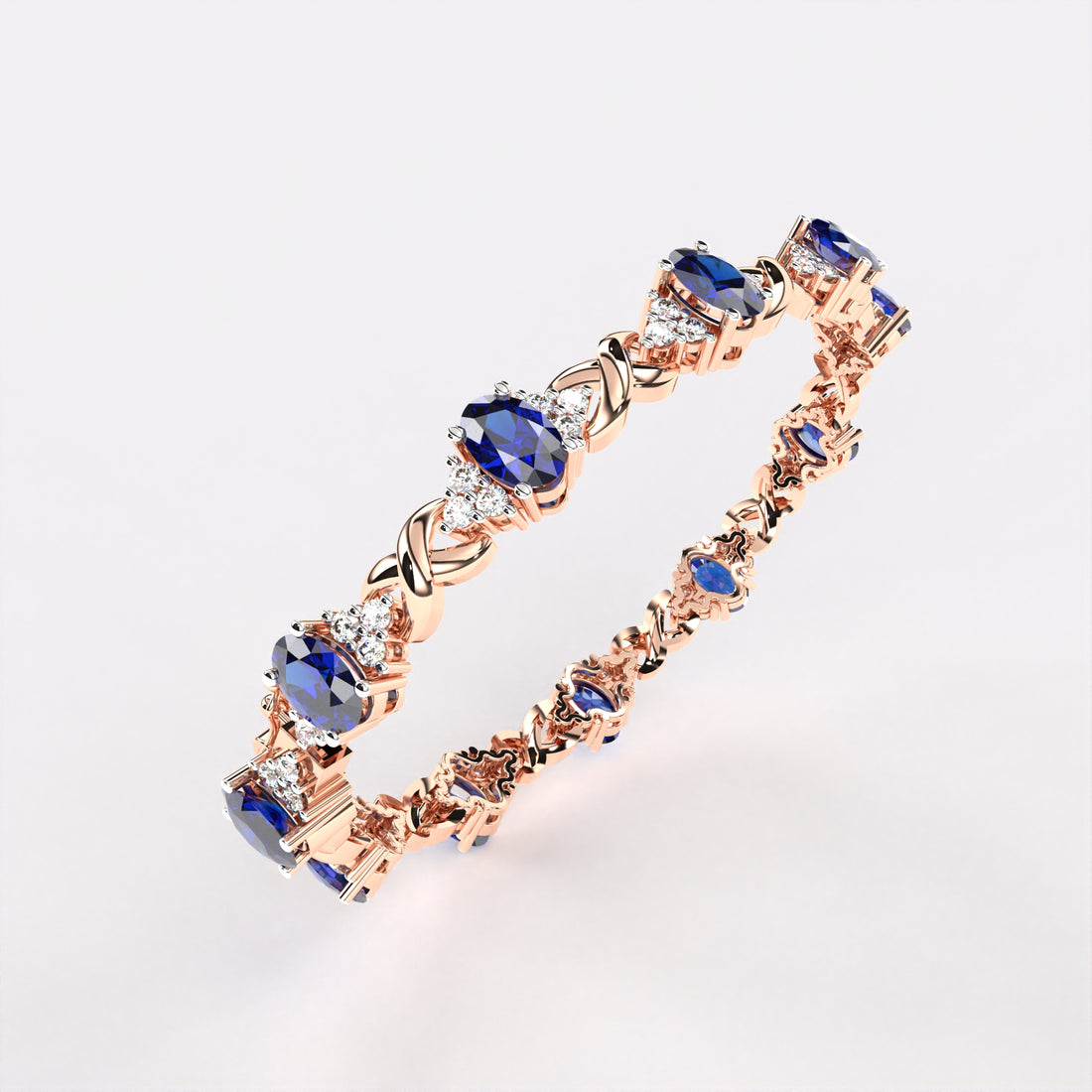 Blue Oval Diamond  Bracelet