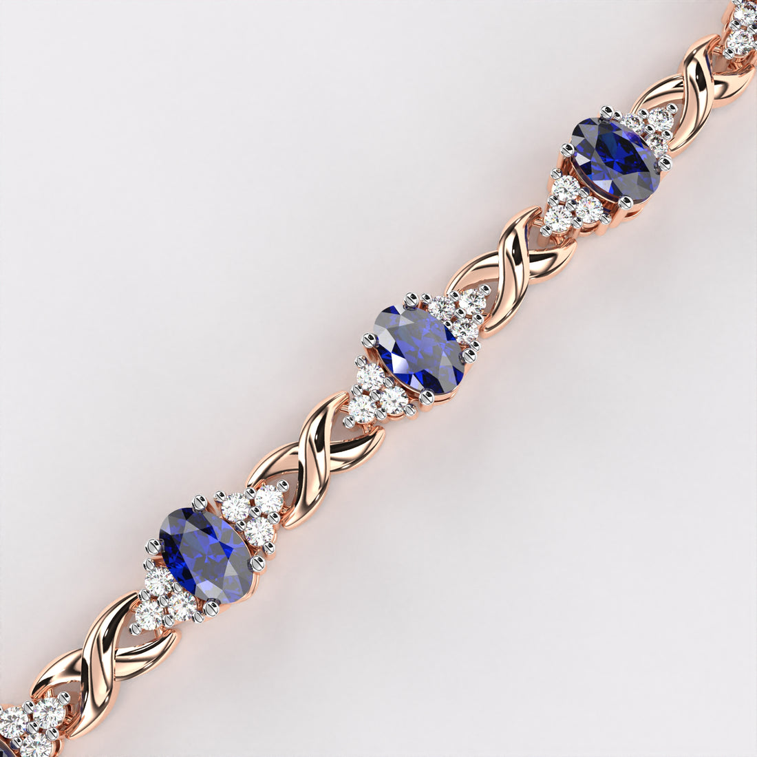 Blue Oval Diamond  Bracelet