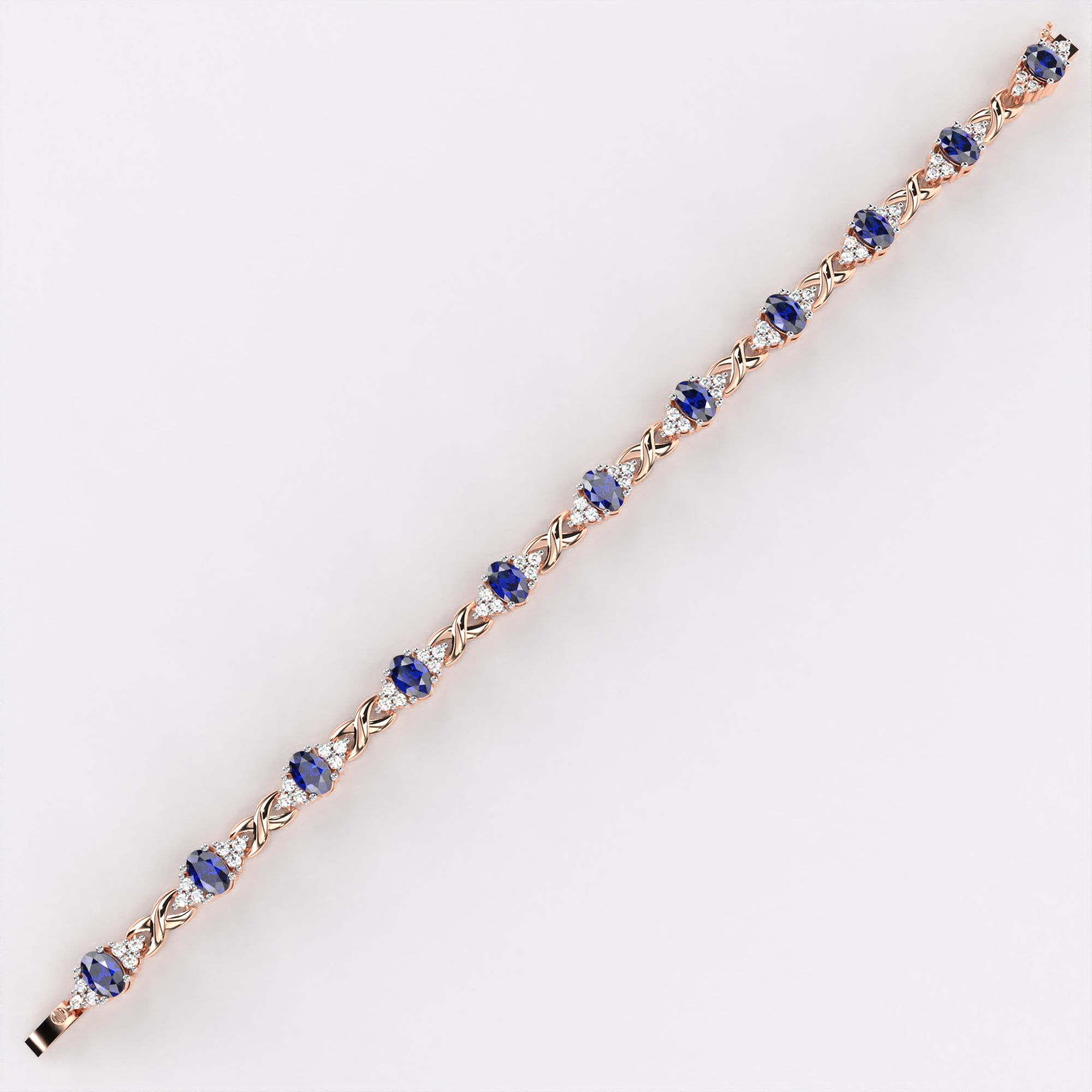 Blue Oval Diamond  Bracelet