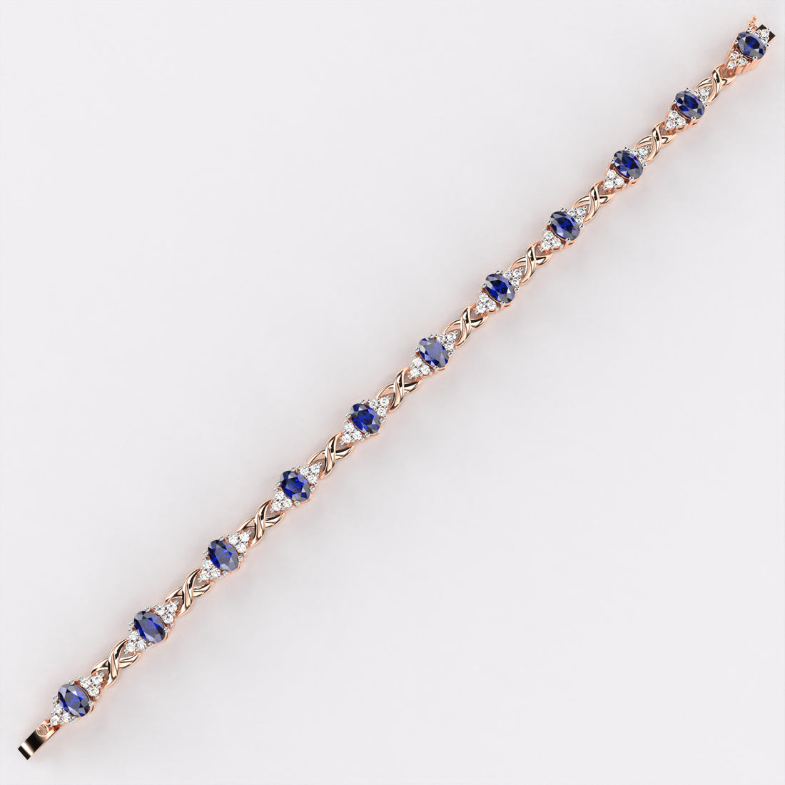 Blue Oval Diamond  Bracelet