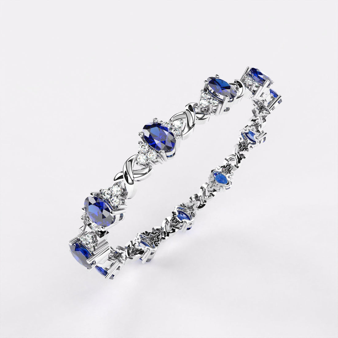 Blue Oval Diamond  Bracelet