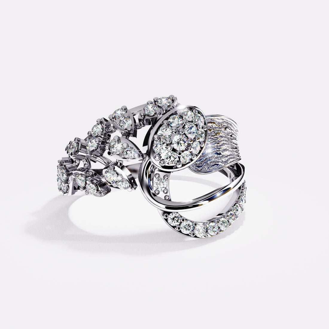 Blushing gold Diamond Ring in 925 Silver