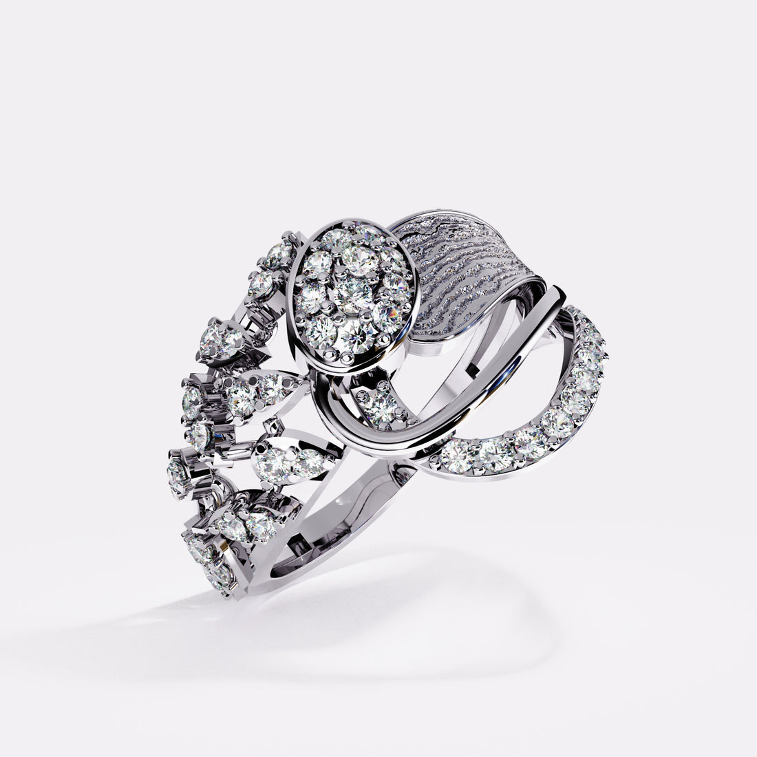 Blushing gold Diamond Ring in 925 Silver