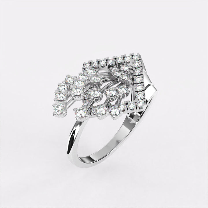 Botanical Diamond Ring in 925 Silver