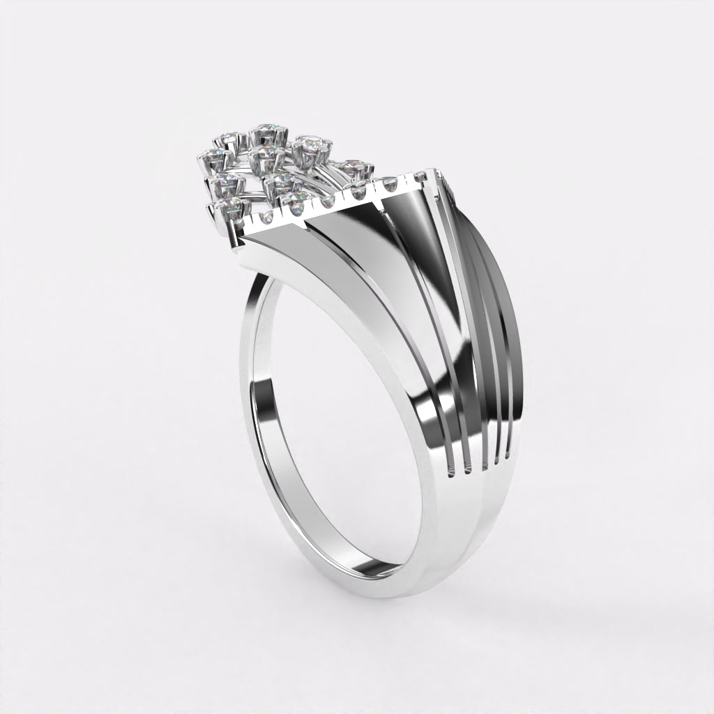 Botanical Diamond Ring in 925 Silver