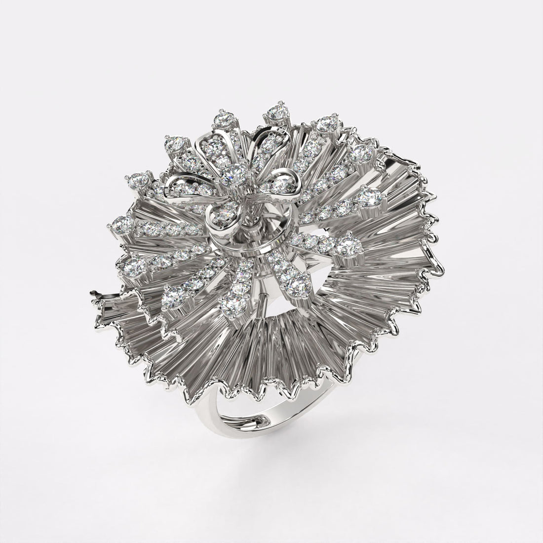 Brooch in Gold Diamond Ring in 925 Silver