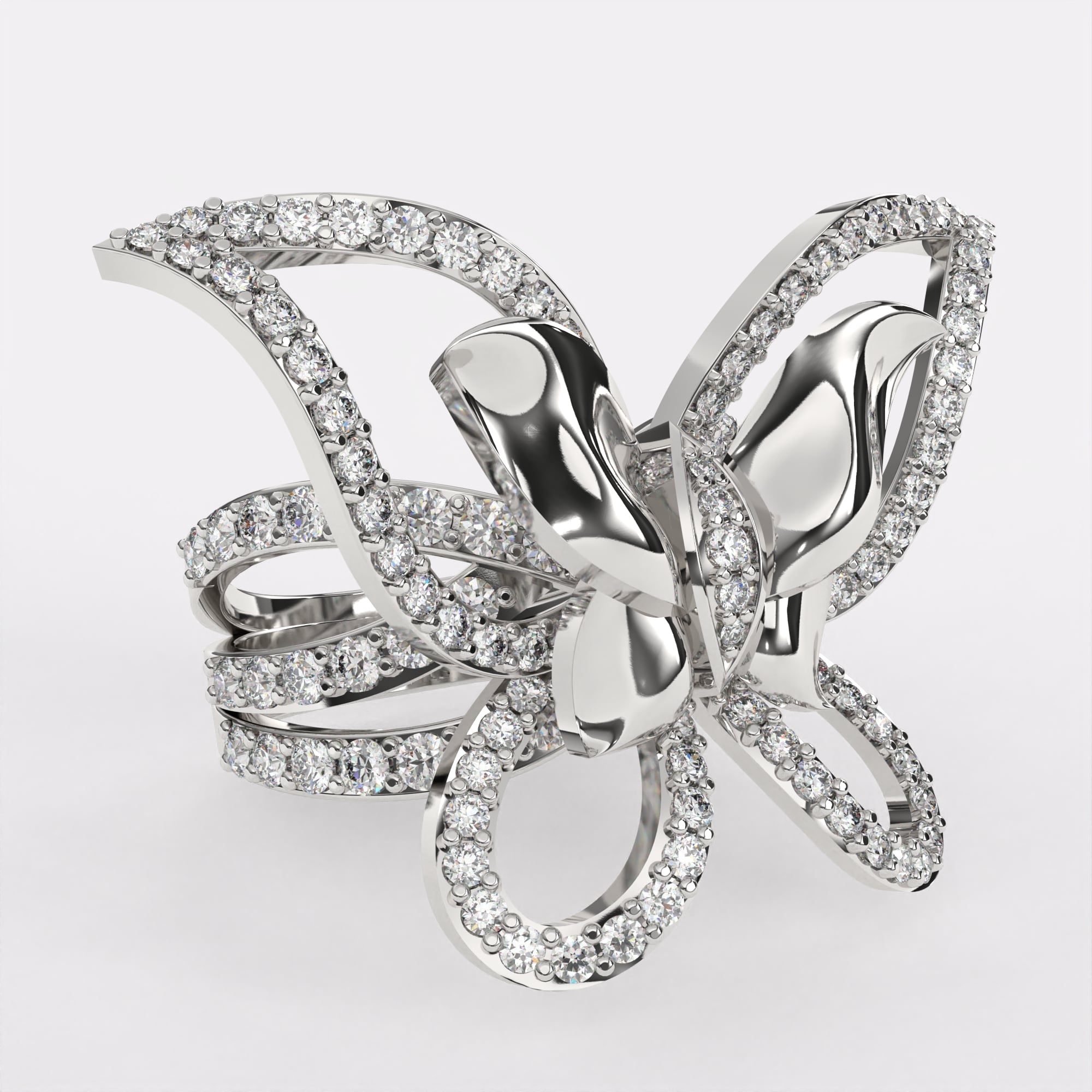 Butterfly Diamond Ring in 925 Silver
