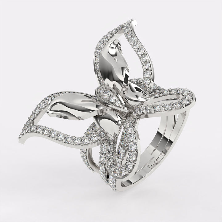 Butterfly Diamond Ring in 925 Silver