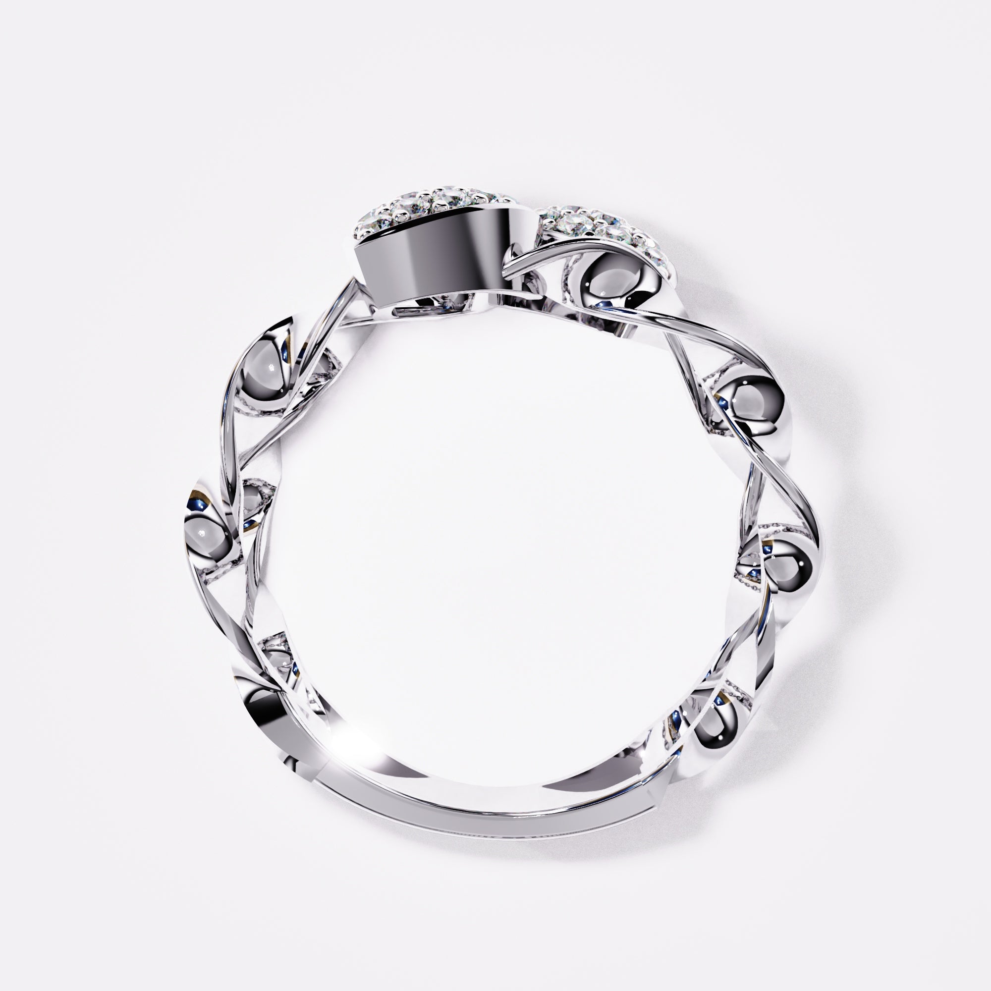 Double Drops Diamond Ring in 925 Silver