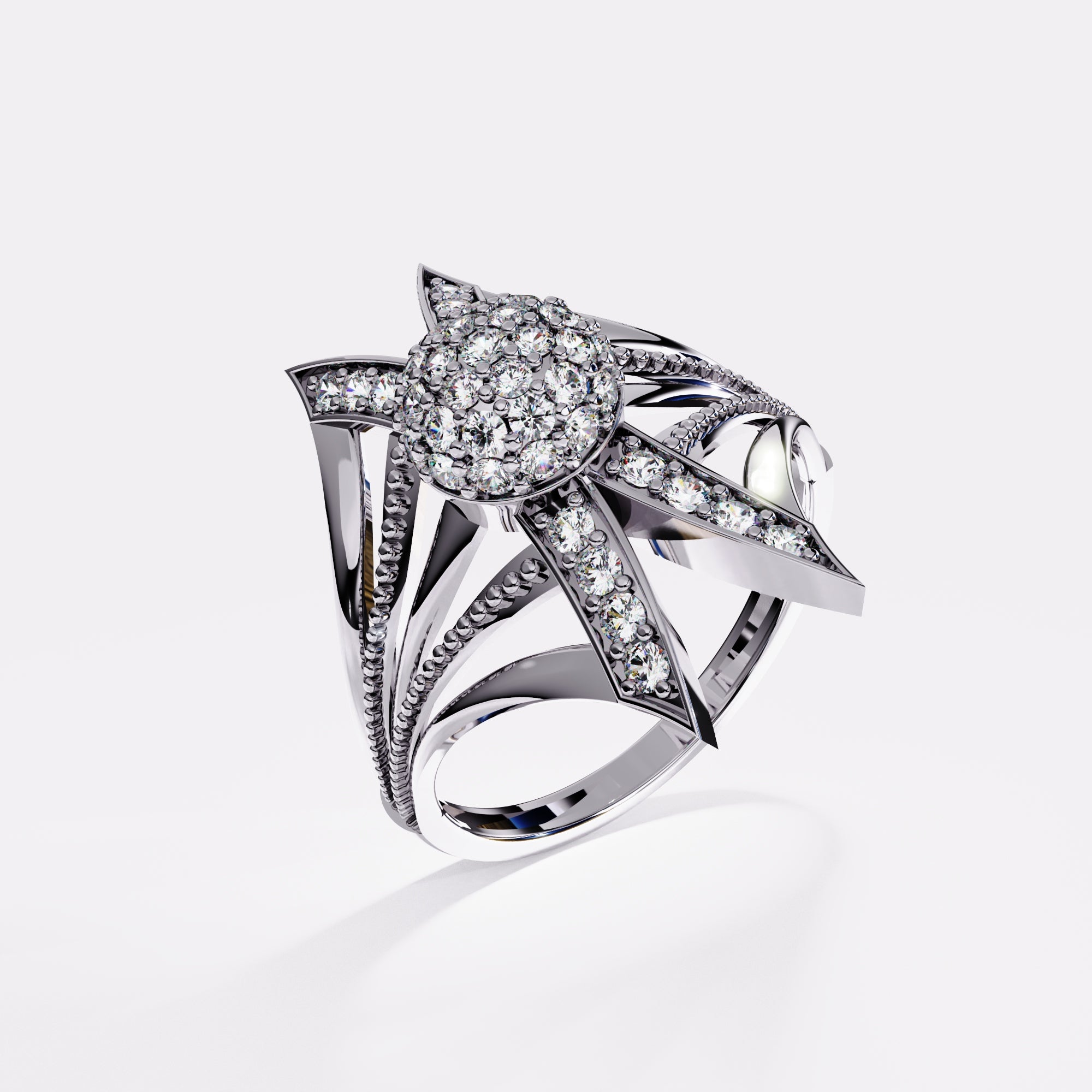 Double waves Diamond Ring