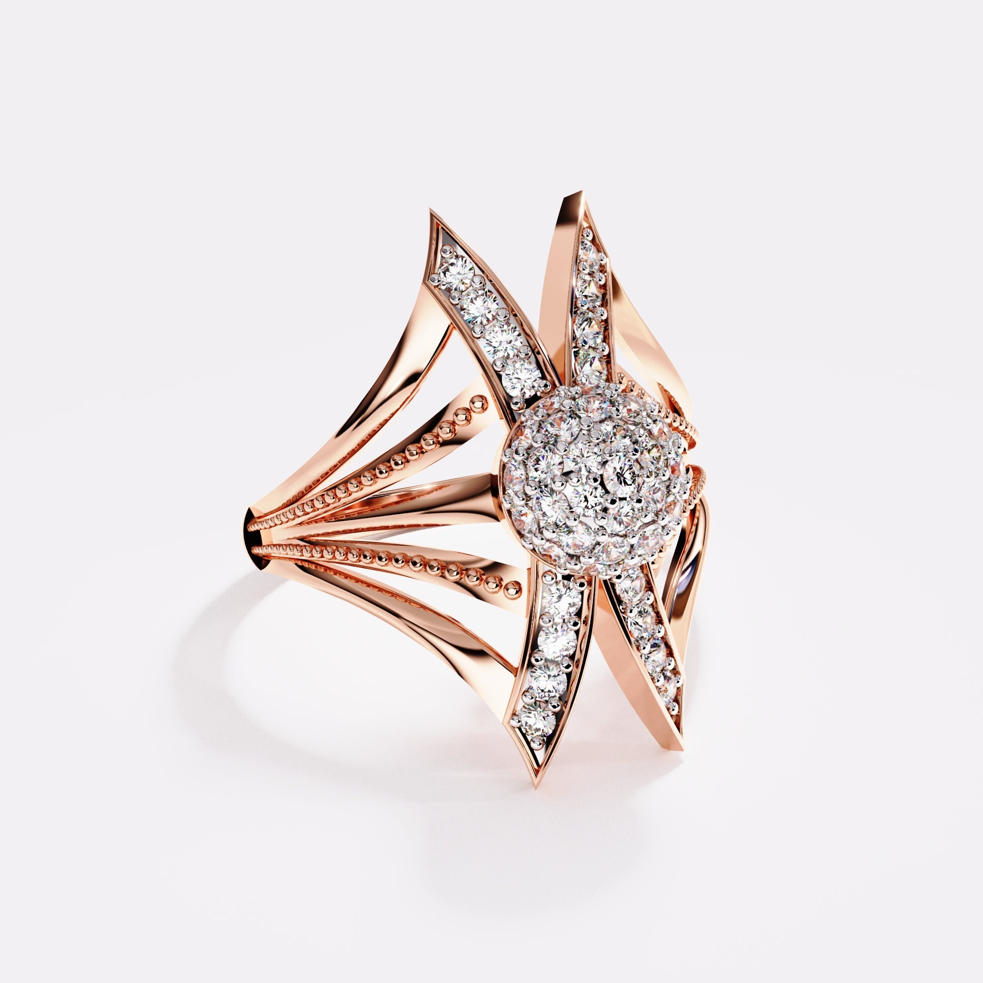 Double waves Diamond Ring