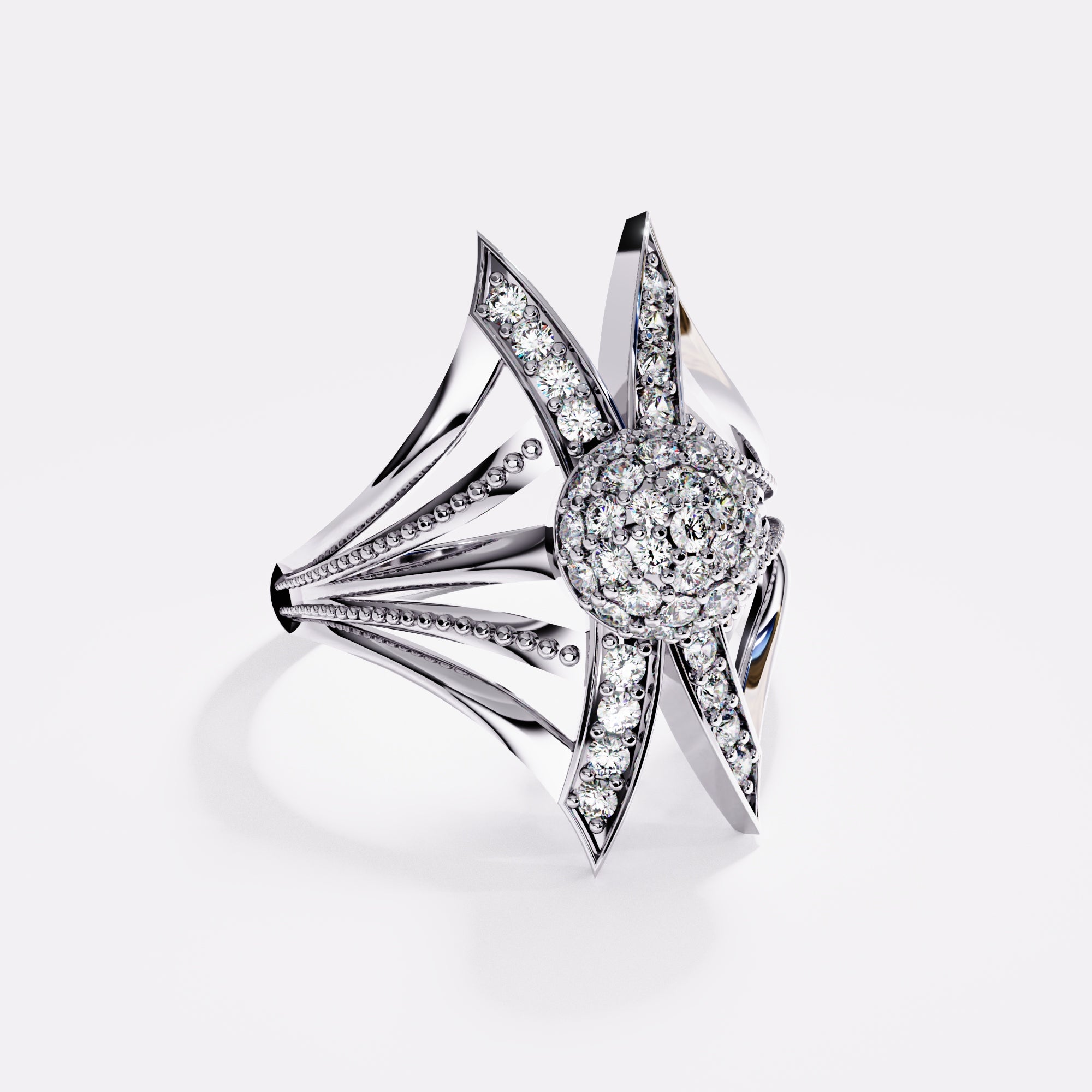 Double waves Diamond Ring