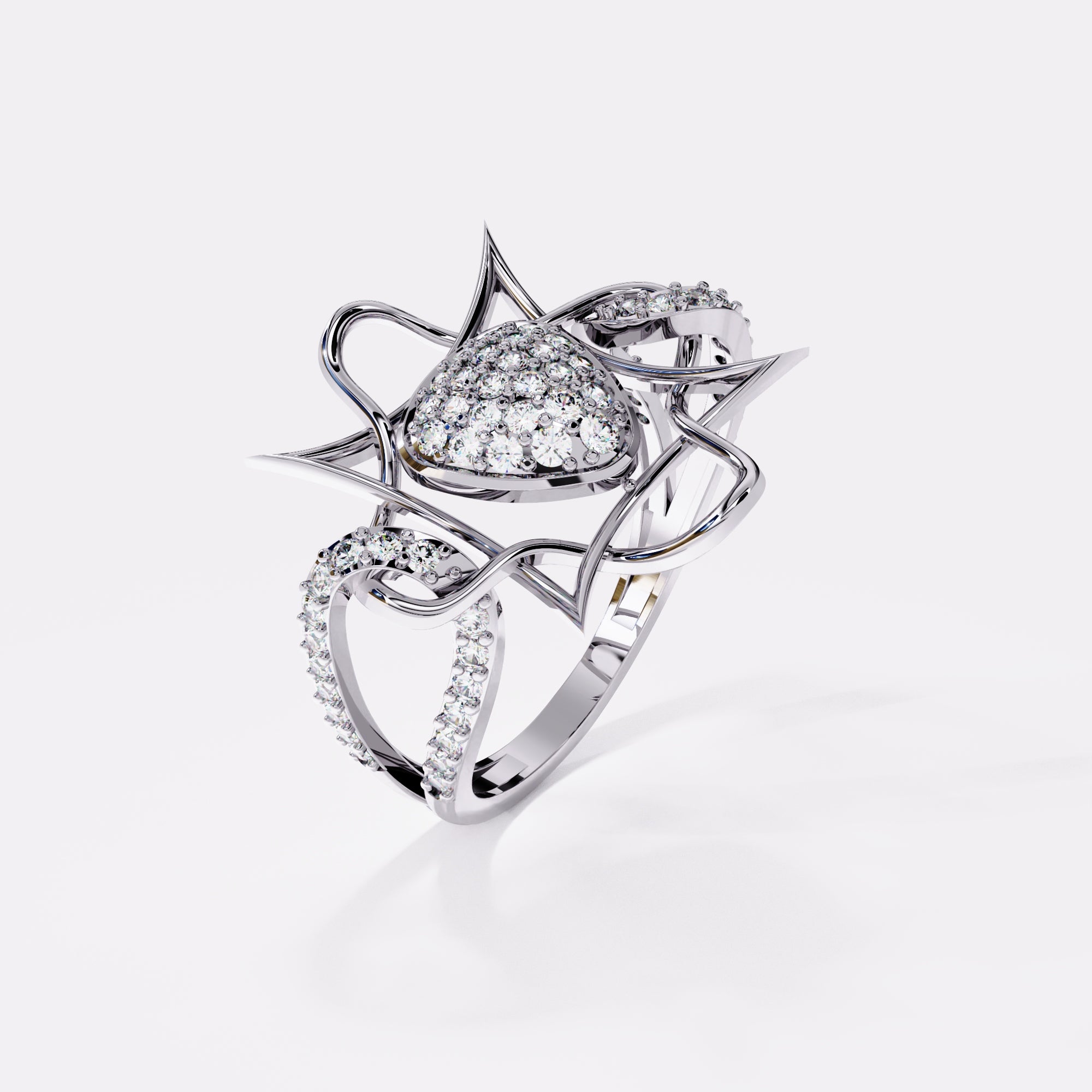 Prism layered Diamond Ring in 925 Silver