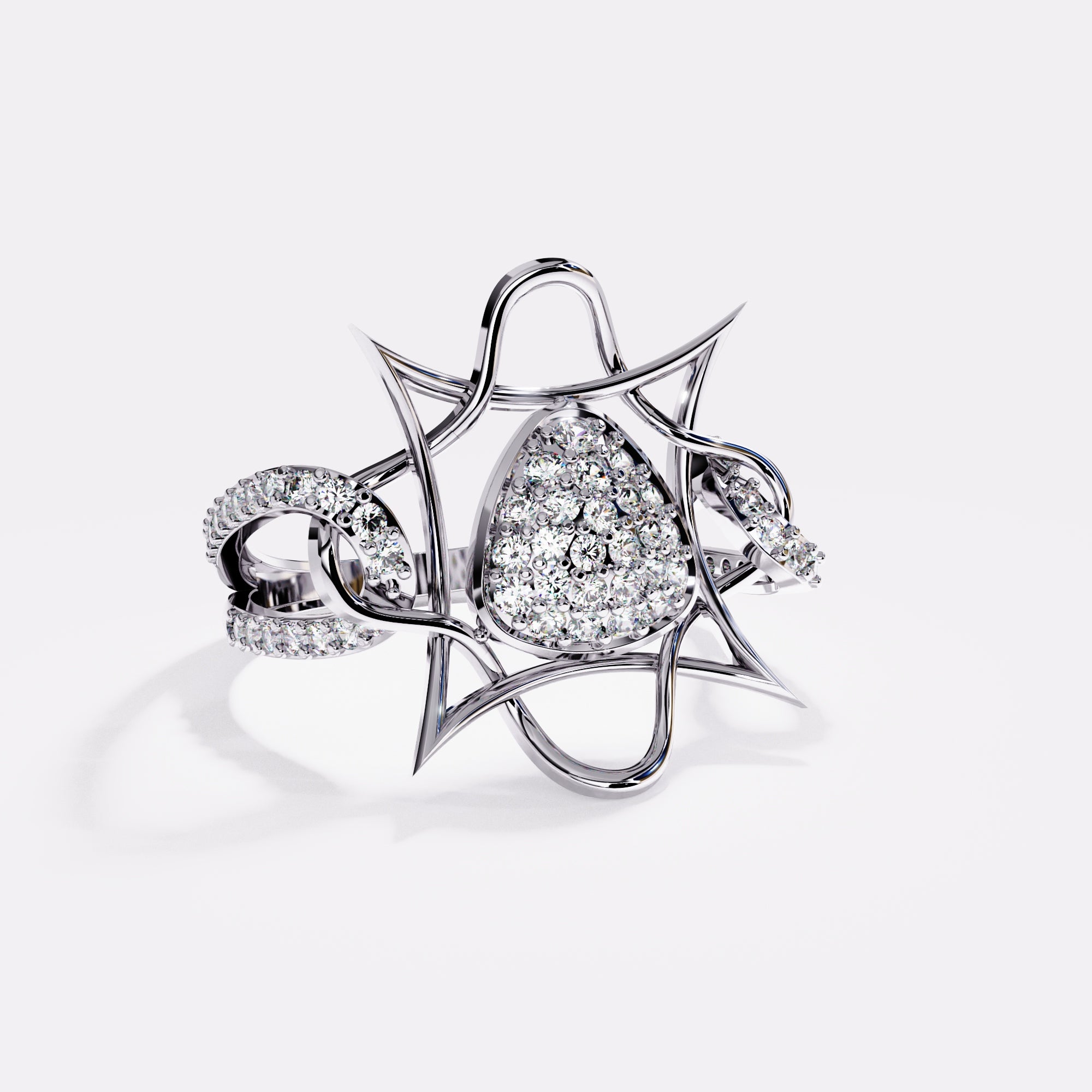 Prism layered Diamond Ring in 925 Silver