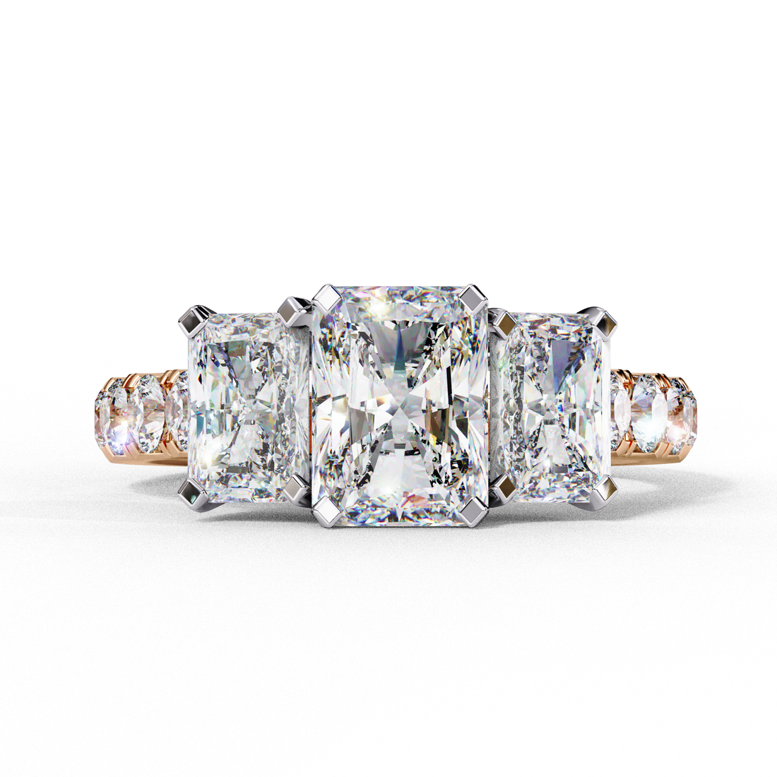 Treble Emerald Diamond Ring