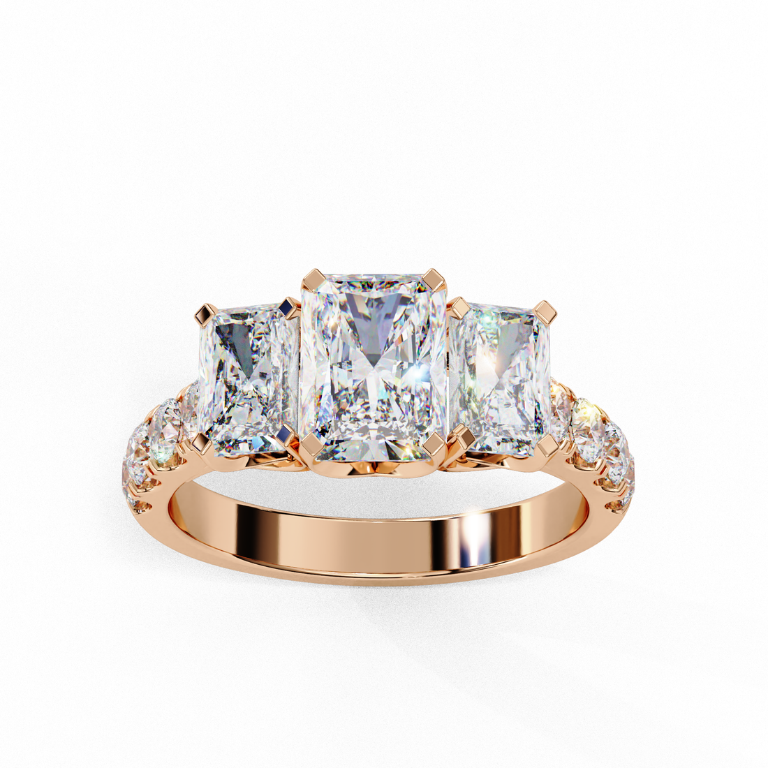 Treble Emerald Diamond Ring